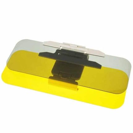 2-In-1 Car Sun Visor Mirror Anti-Glare for Day and Night Driving - dual yellow and clear visors, 32x14cm adjustable angle, clip-on anti-glare mirror