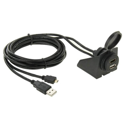USB and Micro HDMI to USB and HDMI Car Dash Cable 2m installed dash extension with USB and HDMI ports, 2m cable for charging and video