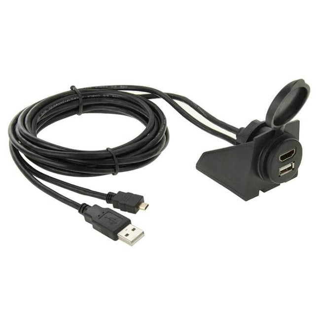 USB and Micro HDMI to USB and HDMI Car Dash Cable 2m installed dash extension with USB and HDMI ports, 2m cable for charging and video