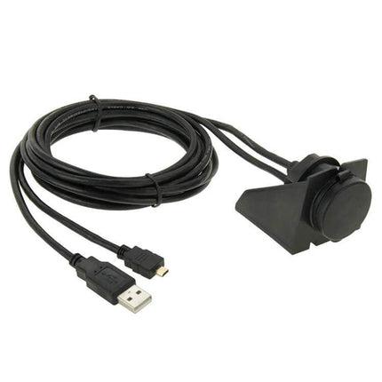 USB and Micro HDMI to USB and HDMI Car Dash Cable 2m black 2m extension with USB A and Micro HDMI connectors and flush mount dash panel
