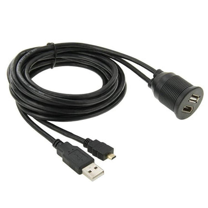USB and Micro HDMI to USB and HDMI Car Dash Cable 2m — 2m extension cable with USB-A and Micro HDMI leads and dash-mounted dual USB outlet