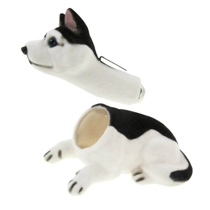 Lovely Husky Nodding Dog Car Decor For Your Car Interior - dashboard nodding husky puppy figurine in black and white