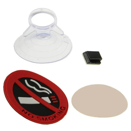 Decorative No Smoking Sign Stickers for Cars, 3 Pack, 5x5 cm - red no smoking sticker with suction cup and adhesive pad for car windows