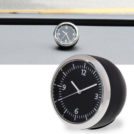Timeless Mechanical Clock for Daily Car Commutes - classic dashboard mechanical clock with black face and silver trim for hands-free timekeeping