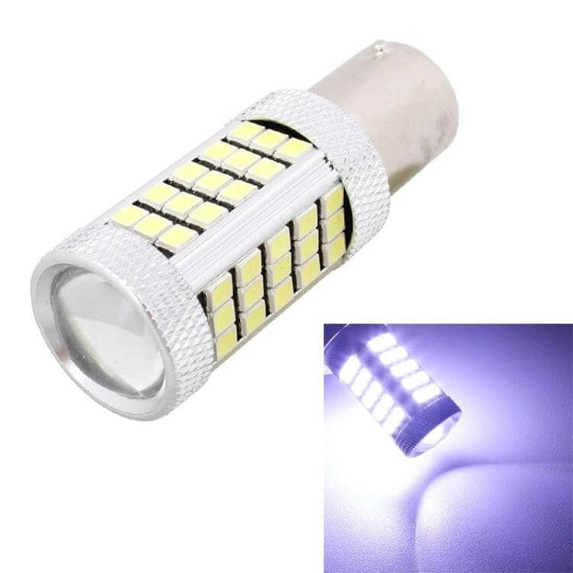 1156 LED Car Brake Light White For Parking Signals 2-Pack - white 1156 LED bulb with plug-and-play design for parking, turn and reverse lights