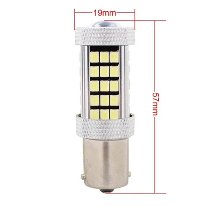 1156 LED Car Brake Light White For Parking Signals 2-Pack — 1156 LED bulb 57mm x19mm white SMD array, plug-and-play replacement for parking/turn/reverse lights