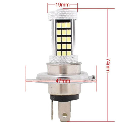H4 Car Fog Light Pair 6500K White 12V DC For Street Driving - H4 LED bulb 74mm with 19mm top and 47mm flange dimensions