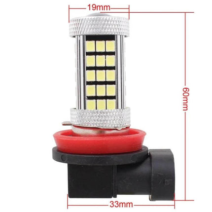 6500K White LED Car Fog Light Bulbs Two Pack For Parking Lights - 19mm x 60mm LED bulb with red gasket and 33mm base for 12V parking/turn signal use