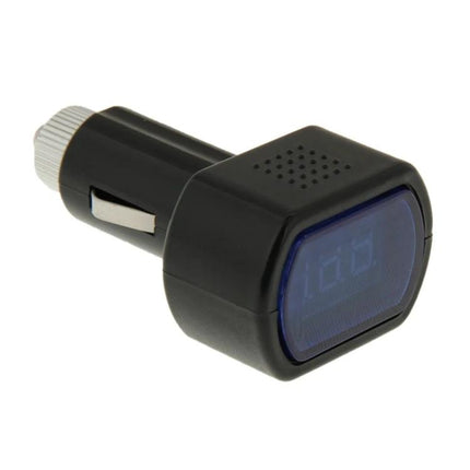 Handy Voltmeter for Monitoring Car Battery Levels on Drives — compact cigarette lighter plug-in digital voltmeter with bright display