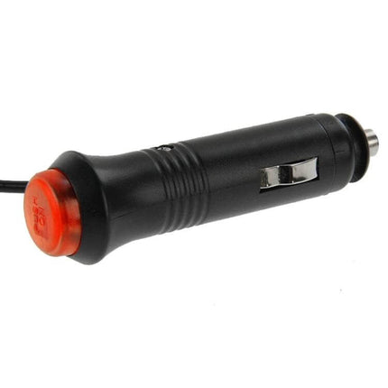 5.5x2.1mm Car Charger Cable With Switch For In Car Use — black car lighter plug with red inline switch for powering 12V dash cams and GPS