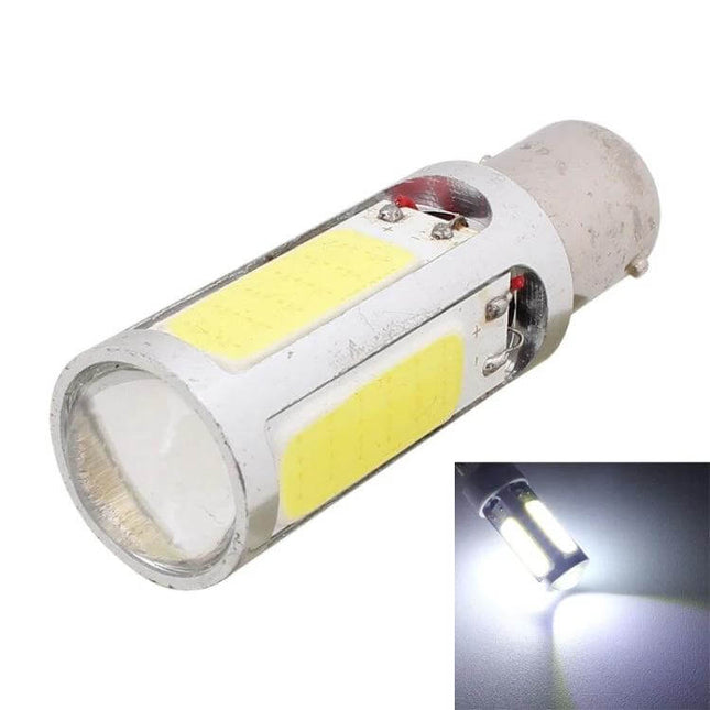 2 Pack LED White Car Brake Light Bulbs For DC 12-24V slim adjustable bracket LED bulb shown with bright white output