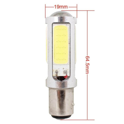 2 Pack LED White Car Brake Light Bulbs For DC 12-24V slim adjustable bracket LED bulb showing dimensions 19mm x 64.5mm