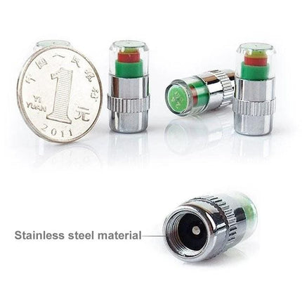 Tire Pressure Monitoring Caps for Daily Vehicle Checks - stainless steel visual pressure indicator caps for quick daily tire checks