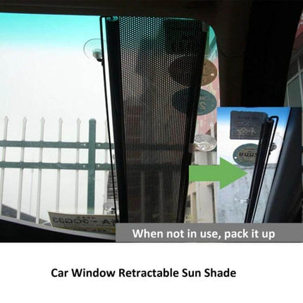 Retractable Sun Shade for Car Back Windshield, 125cm x 45cm installed on rear window to block sunlight and reduce cabin heat