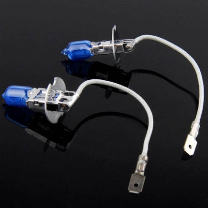 Xenon Style Car Headlight Bulb For Clear Night Driving - blue-tipped halogen replacement pair with braided leads for improved night visibility