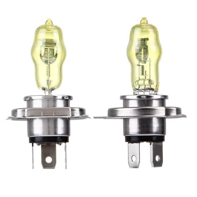 H4 Xenon Pure Yellow Headlight Bulbs For Cars Daily Driving - pair of yellow H4 bulbs for improved visibility in fog and rain