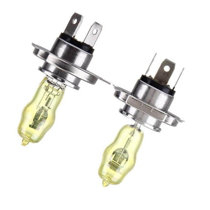 H4 Xenon Pure Yellow Headlight Bulbs For Cars Daily Driving - pair of yellow H4 bulbs for improved fog and low-light visibility