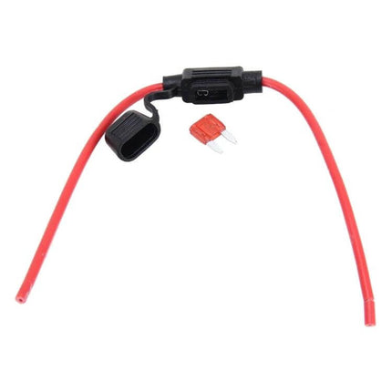 Waterproof Fuse Holder with Wire for DC 12V Circuits red inline holder with protective cap and blade fuse for automotive and marine use