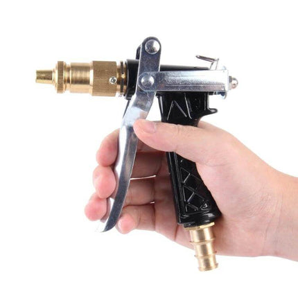 Durable Copper High-Pressure Water Gun for Car and Outdoor Cleaning held in hand showing brass nozzle and trigger