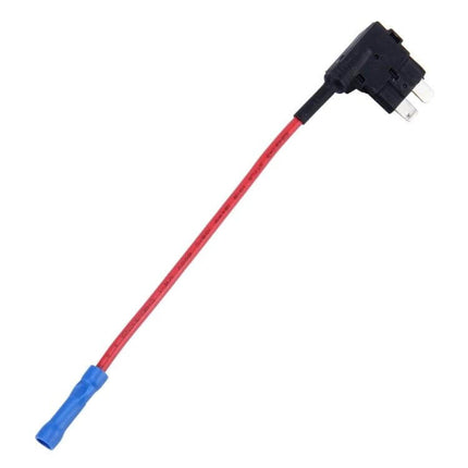 Add A Circuit TAP Adapter Blade Fuse Holder Medium Size - medium-size inline blade fuse tap with red wire and insulated connector for 12V accessories