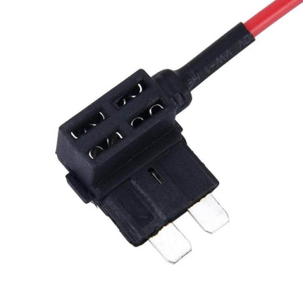 Add A Circuit TAP Adapter Blade Fuse Holder Medium Size - medium black blade fuse tap with red lead for automotive 12V accessory power