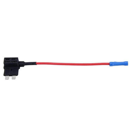 Add A Circuit TAP Adapter Blade Fuse Holder Medium Size - medium inline blade fuse tap with red lead and insulated blue connector for 12V accessories