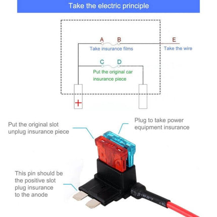 Add A Circuit TAP Adapter Blade Fuse Holder Medium Size compact image showing wiring diagram and medium-size fuse tap plugged into fuse slot