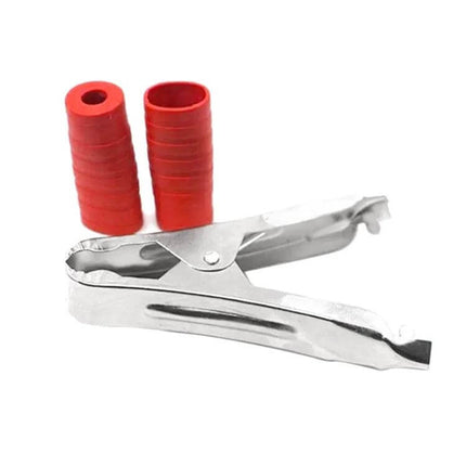 100A Car Battery Terminal Alligator Clips, For Battery Charging Pair - iron-plated copper clip with red silicone protective covers for secure battery charging connections