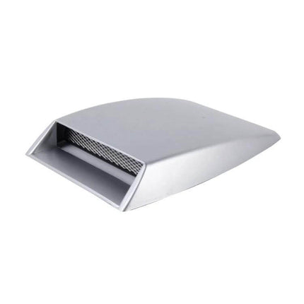 Turbo Style Air Intake Bonnet Scoop for Vehicle Decoration in silver, adhesive-on bonnet air intake scoop with mesh opening
