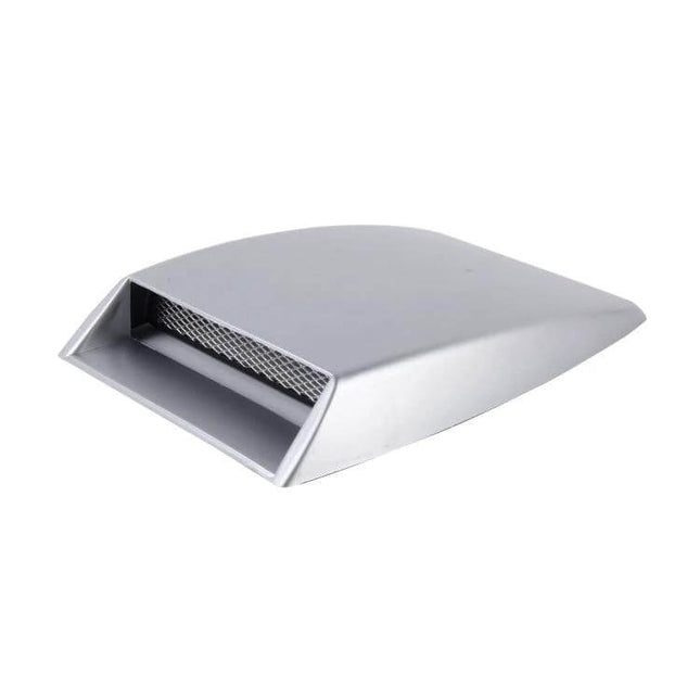 Turbo Style Air Intake Bonnet Scoop for Vehicle Decoration in silver, adhesive-on bonnet air intake scoop with mesh opening