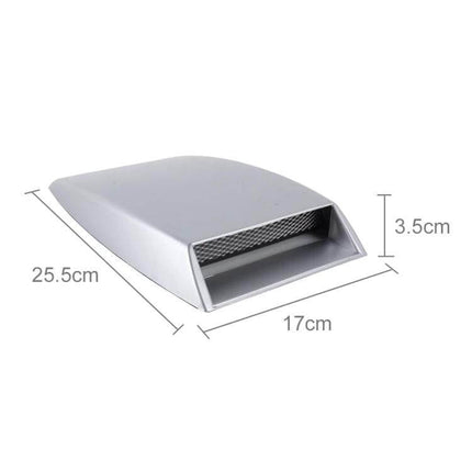 Turbo Style Air Intake Bonnet Scoop for Vehicle Decoration - silver bonnet air intake scoop 25.5x17x3.5cm, mesh vent for engine protection and sporty look