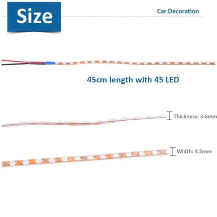 Flexible Waterproof 45cm LED Car Strip Light For Vehicle Use