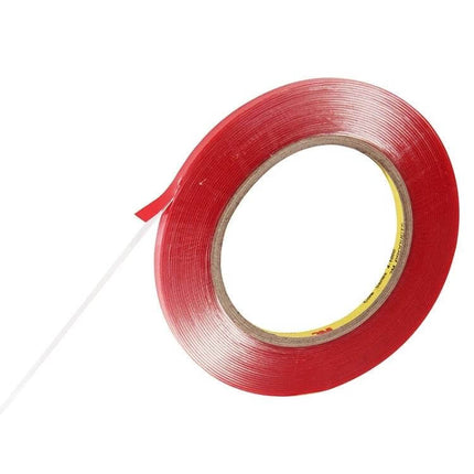 Transparent Double Sided Adhesive Tape for Repairs and Bonding clear red roll shown for phone, label and automotive bonding