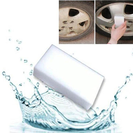 High-Density Nanometer Cleaning Sponge for Everyday Home Surfaces cleans wheel rim grime and household surfaces using only water