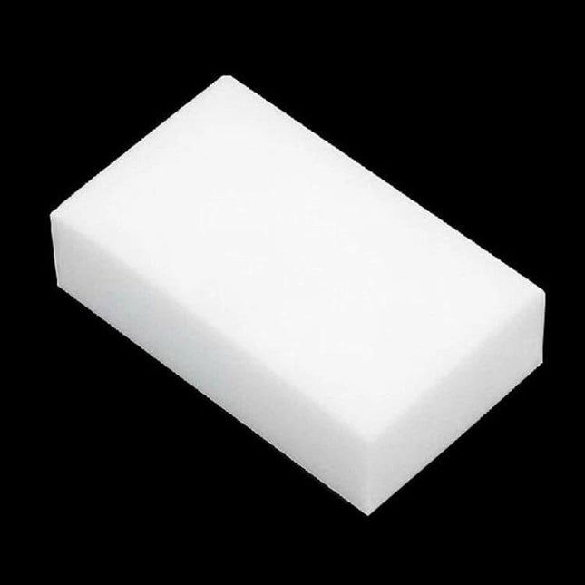 High-Density Nanometer Cleaning Sponge for Everyday Home Surfaces – white melamine-style cleaning sponge on black background, for counters, walls, floors