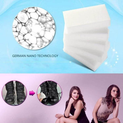 High-Density Nanometer Cleaning Sponge for Everyday Home Surfaces - white nano sponge set for kitchen, walls and shoes cleaning with just water