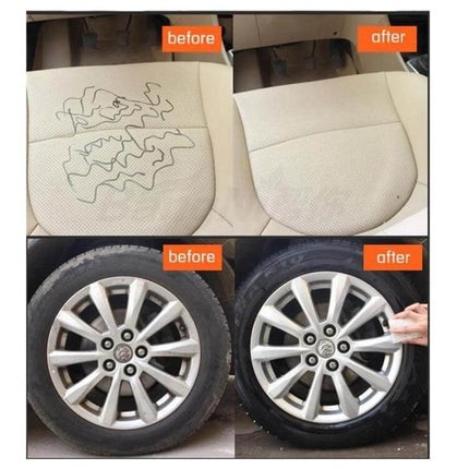 High-Density Nanometer Cleaning Sponge for Everyday Home Surfaces cleaning car seat stain and alloy wheel before and after with only water