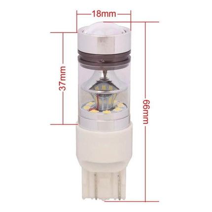 White LED Car Signal Bulb For Rear Fog And Daytime Running Lights - compact 66mm white LED automotive signal bulb with measurements