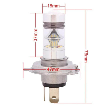 LED Car Front Headlight Bulb for Daytime Running Light - slim plug-and-play LED bulb with measurements 76mm x 47mm x 18mm for bright white daytime visibility