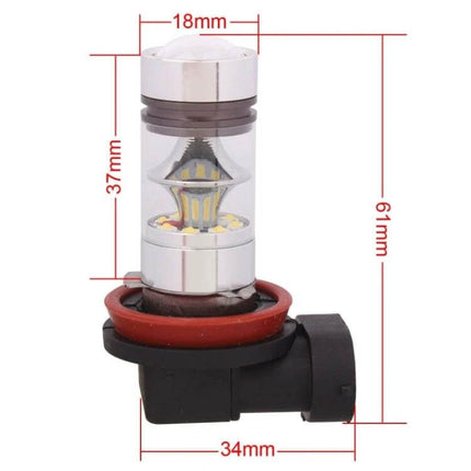 White LED Car Front Fog Light Bulb For Daytime Running - compact 61mm LED fog light with measurements, slim adjustable design, bright white illumination