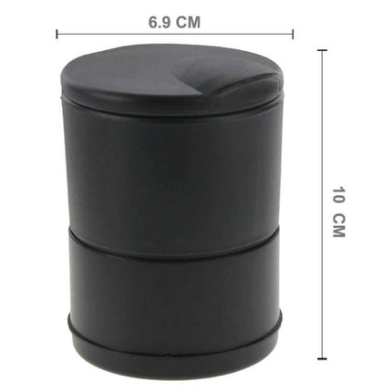 Portable Car Ashtray, Compact 6.9x6.9x10 Cm For Travel - black travel-size car ashtray 6.9x6.9x10 cm with removable lid and compact design