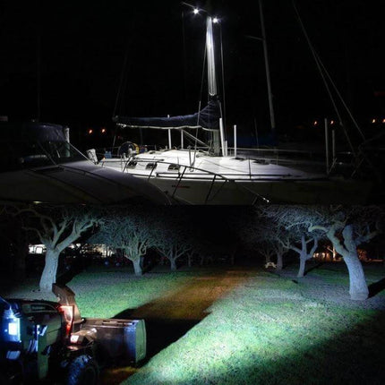 LED Floodlight IP67 Waterproof For Outdoor Night Work bright 18W Epistar six-LEDs illuminating boat and yard at night