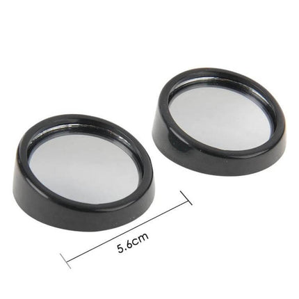 Compact Set of 2 Black Round Blind Spot Mirrors for Cars - two compact black round mirrors with adhesive base for improved rear visibility