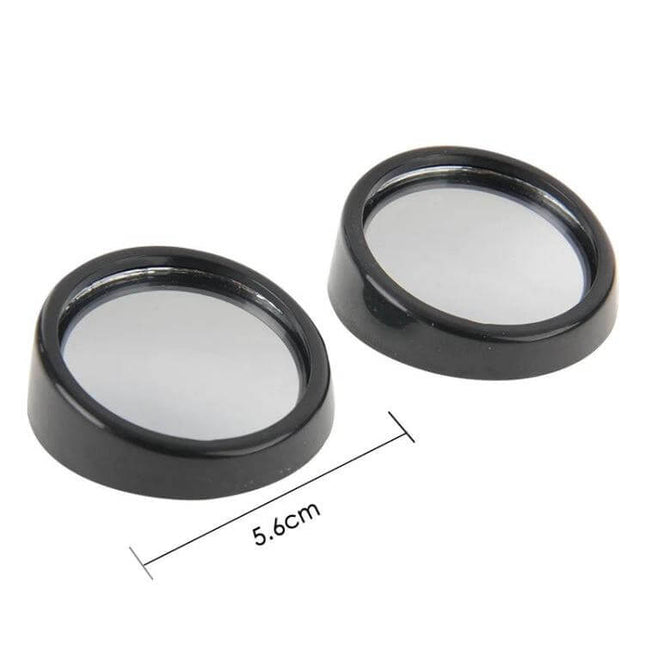 Compact Set of 2 Black Round Blind Spot Mirrors for Cars - two compact black round mirrors with adhesive base for improved rear visibility