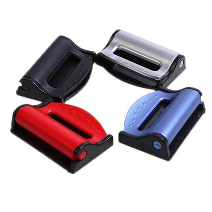 2 Pack Car Safety Seat Belt Adjuster For Comfortable Shoulder Fit - four colored plastic belt adjusters (red, blue, silver, black) shown