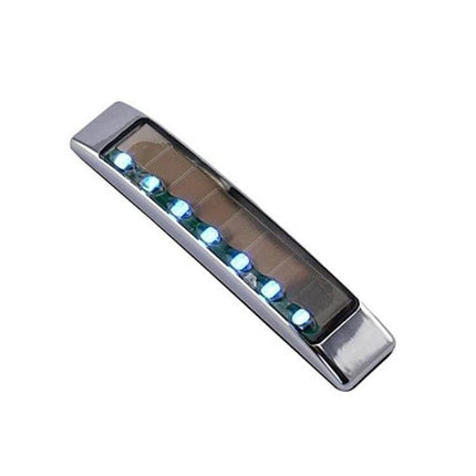 Car Styling Solar Flash LED Anti-Collision Light For Door Handles - chrome solar LED strip showing six blue LEDs for enhanced nighttime visibility