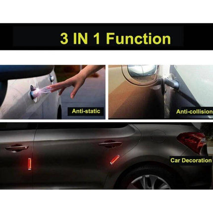 Car Styling Solar Flash LED Anti-Collision Light For Door Handles - 3-in-1 anti-static, anti-collision and car decoration exterior LED warning strip