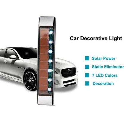 Car Styling Solar Flash LED Anti-Collision Light For Door Handles mounted near car door showing solar panel and LED lights enhancing nighttime visibility