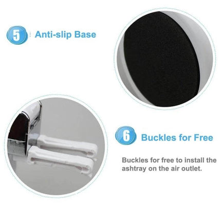 Diamond Facets Car Ashtray With LED Light For Clean On The Go compact ashtray showing anti-slip base and detachable air-vent buckles