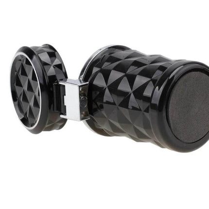 Diamond Facets Car Ashtray With LED Light For Clean On The Go - black diamond-facet portable car ashtray with sealed lid and LED